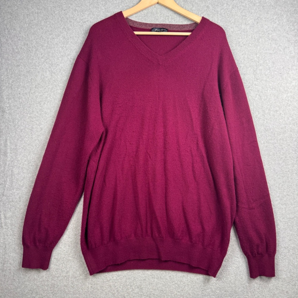 Linea Rosso Signature Sweater Mens XL Purple Pink 100% Cashmere V Neck Pullover